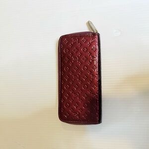 Burgundy Eggplant Purple Embossed Monogram Wallet
